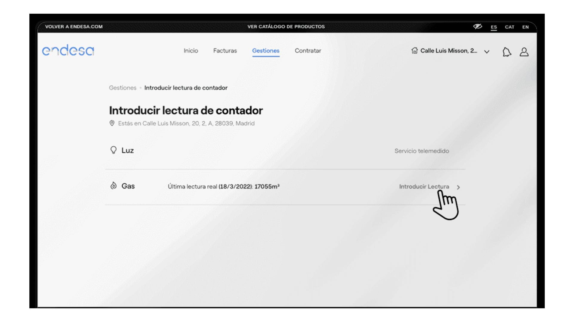 pasos para dar la lectura de gas a Endesa gas