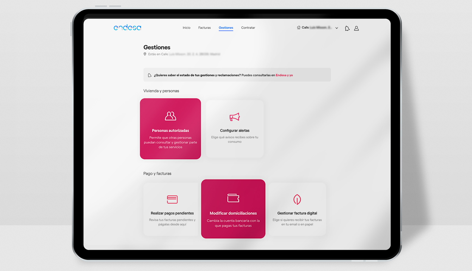 MiEndesa apartado gestiones