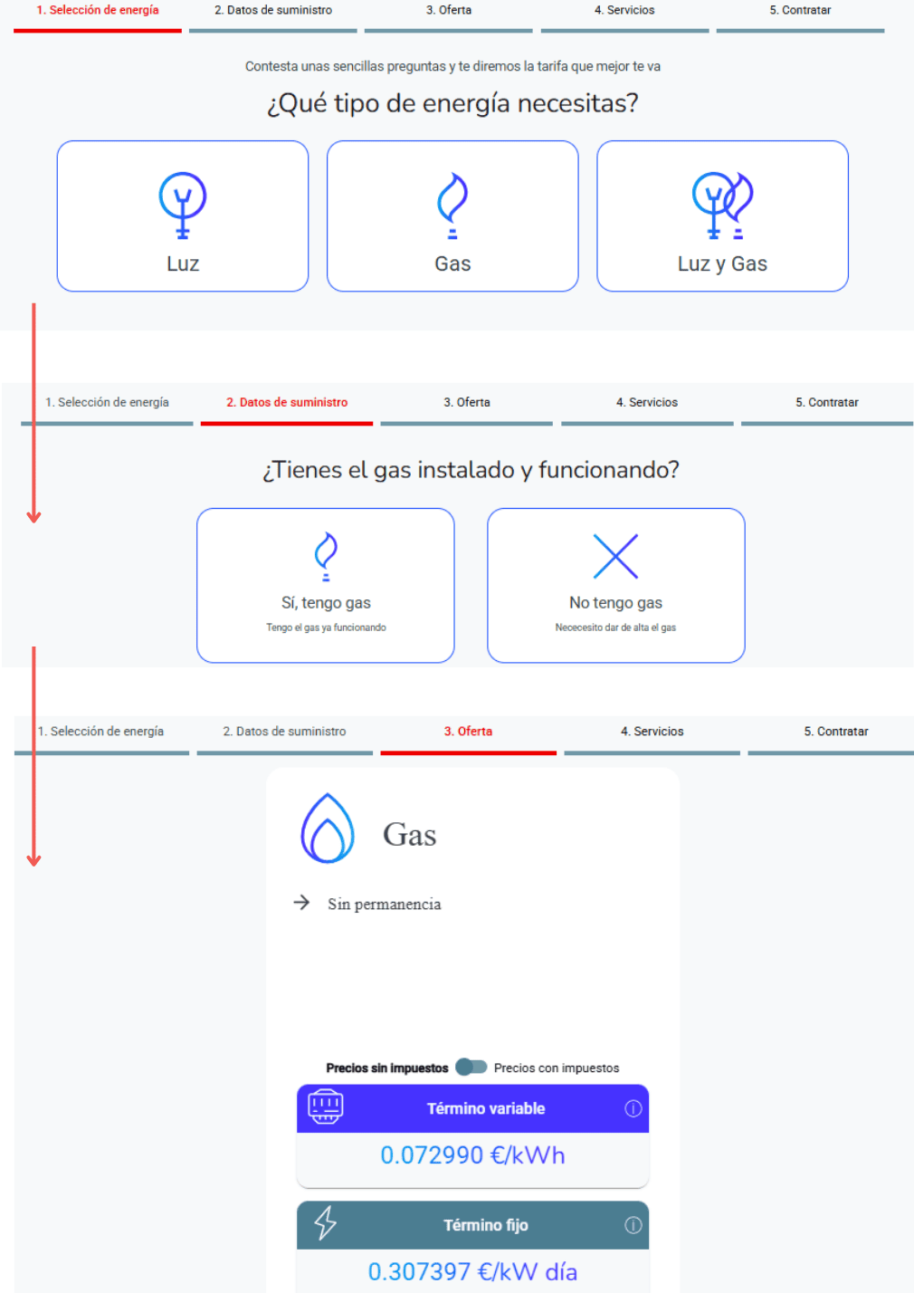 contratación de las tarifas de gas de TotalEnergies online