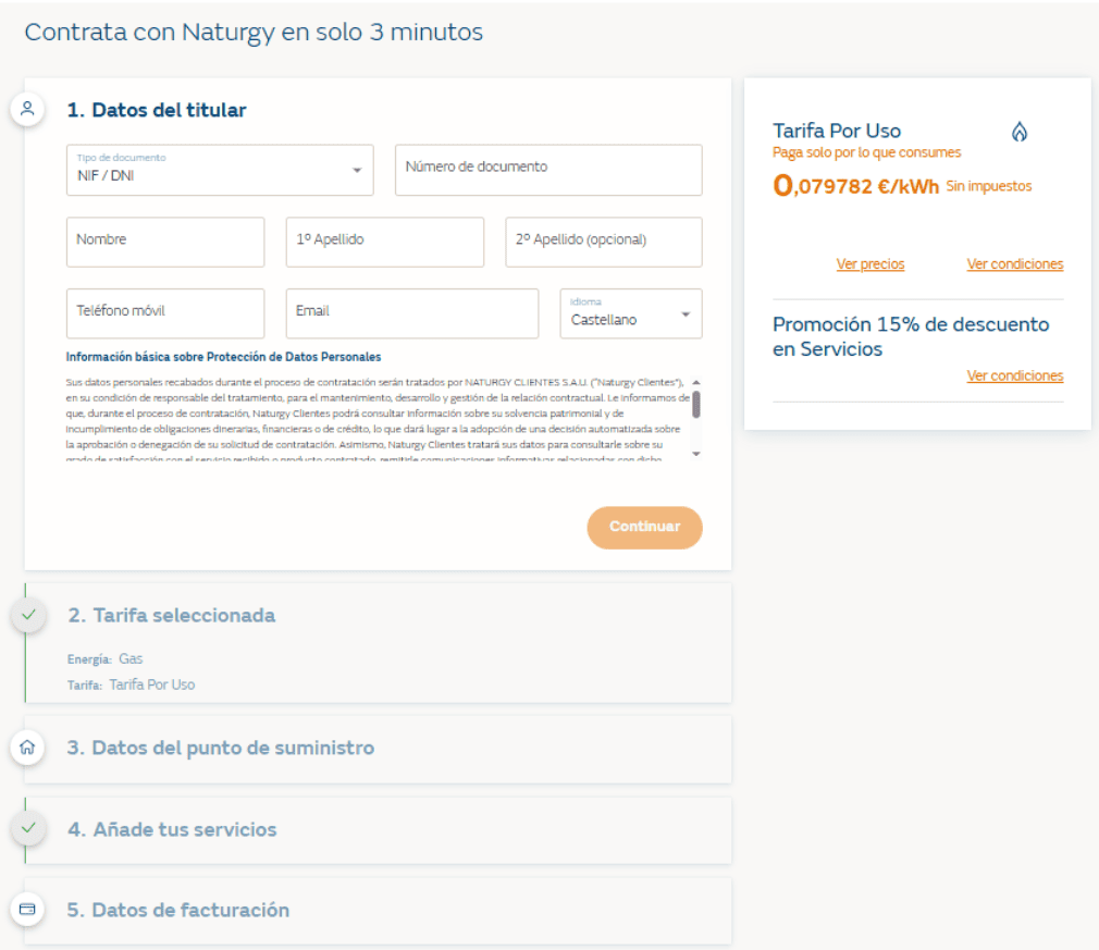 contratación tarifa gas naturgy online