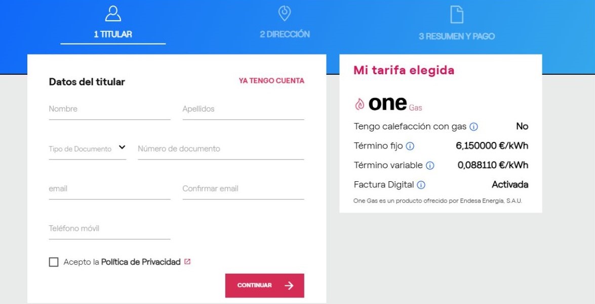 contratacion gas Endesa