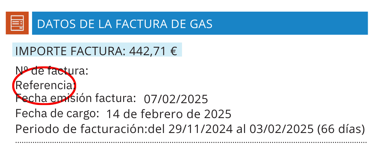 encabezado factura de gas Endesa