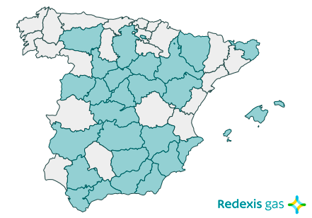 Mapa de distribución de Redexis Gas