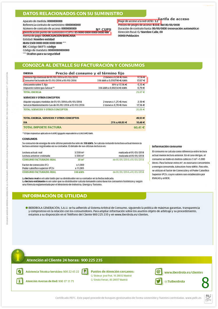 Factura De Gas Natural De Iberdrola