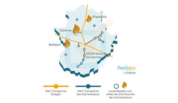 mapa gas extremadura distribucion