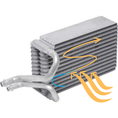 Intercambio de calor en el evaporador de aire acondicionado