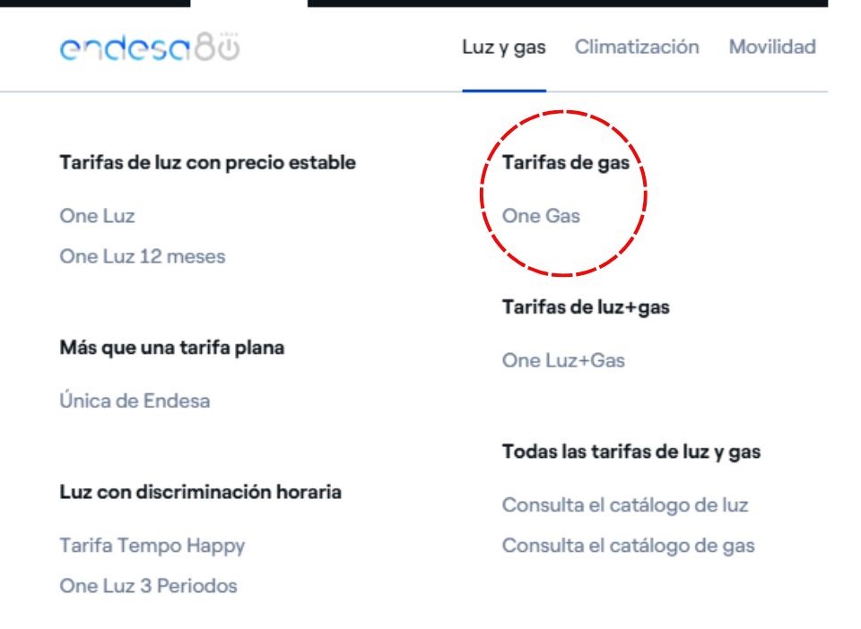 menú tarifas Endesa